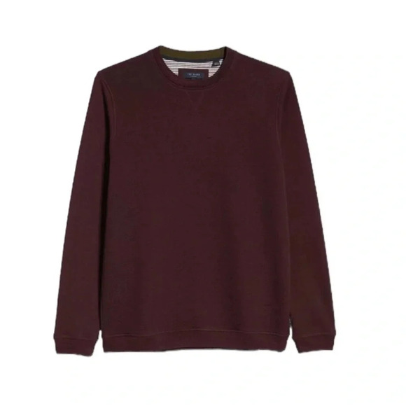 Ted Baker London Tricks Slim Fit Quilted Jersey Sweatshirt Burgundy Size XXL - Picture 2 of 11